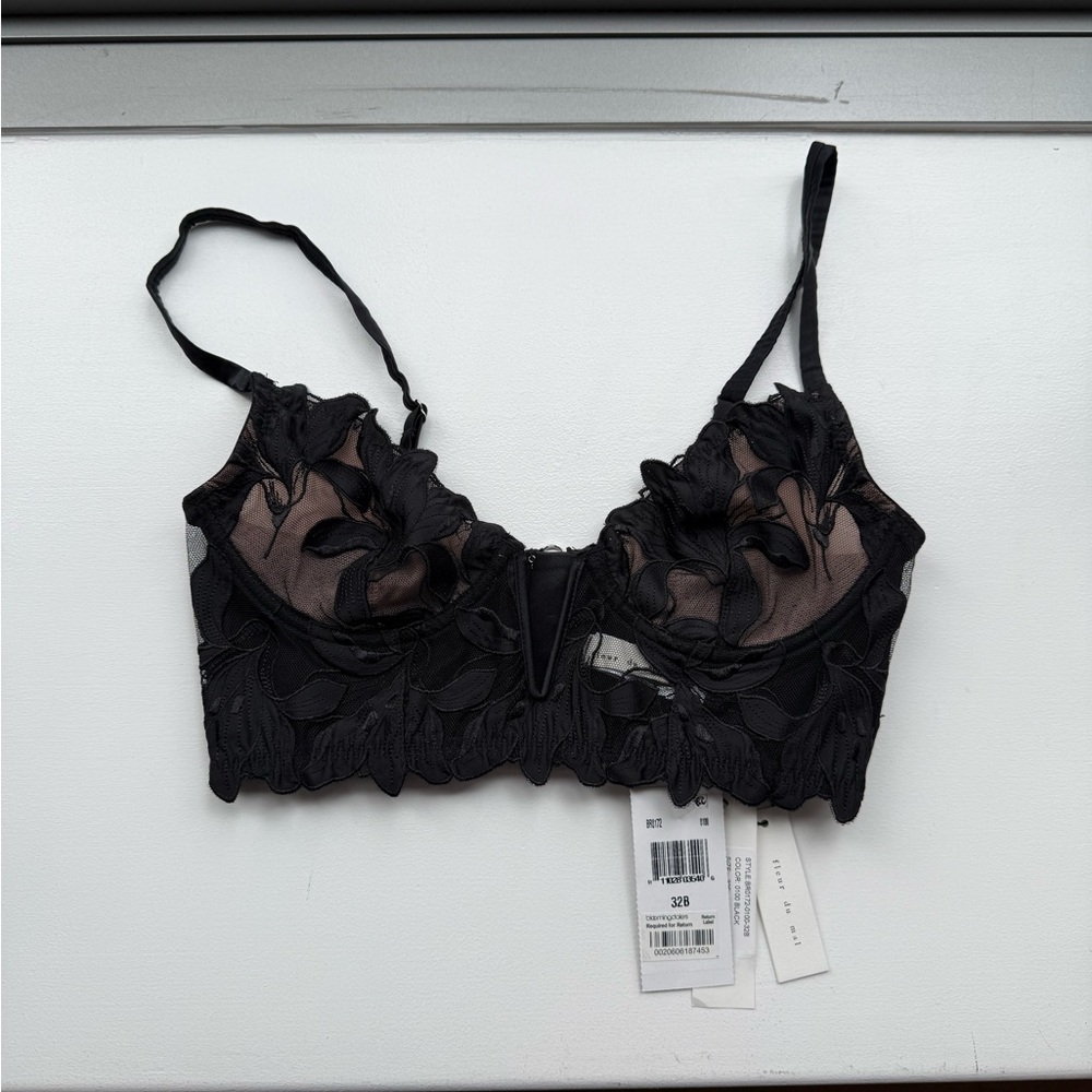 Fleur du Mal Lily Lace Demi Bra Top